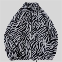 Hip Hop Winter Zebra Stripes Jackets Mens Fleece Harajuku Fuzzy Zipper Coat Jackets for Mens Clothes Oversized Streetwear Jacket 2