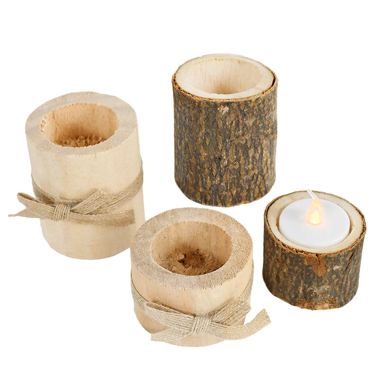 Rustic Wedding Wooden Candlestick Candle Holder Wedding Party Table Desktop Decoration Plant Flower Pot Home Garden Accessories