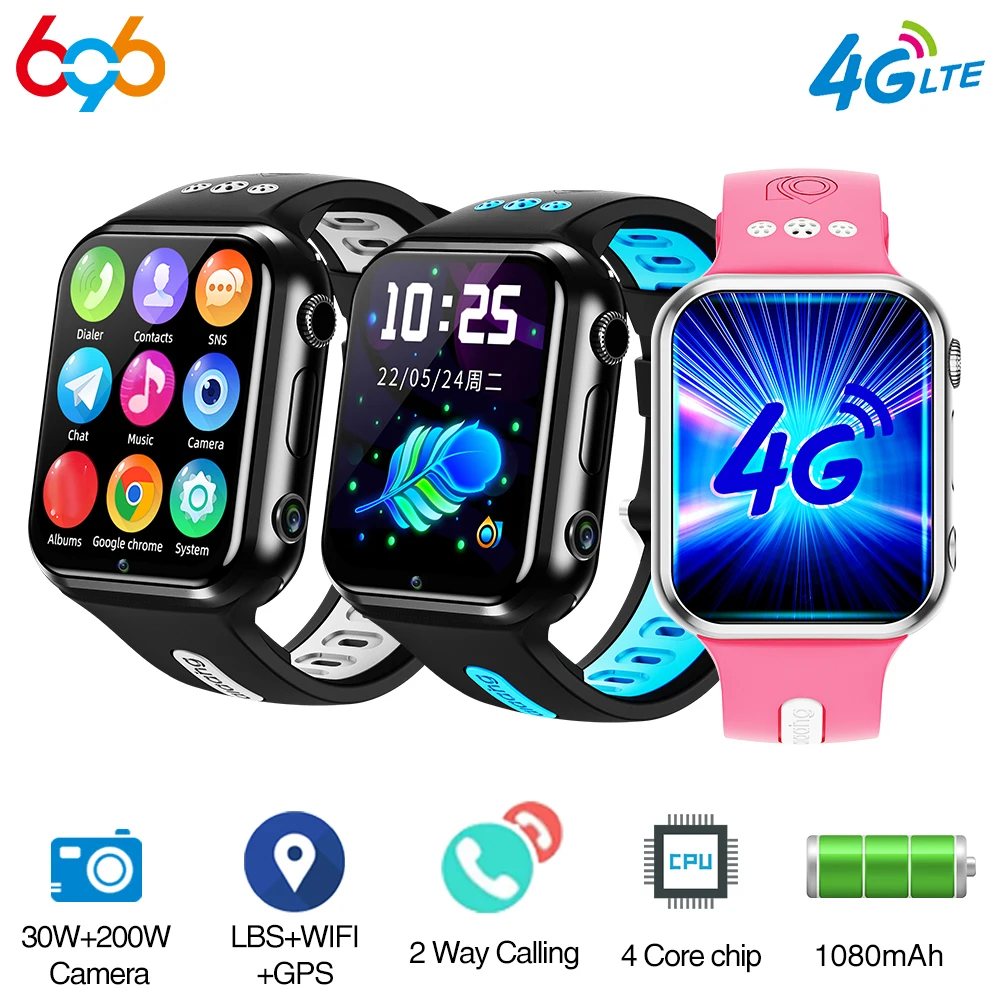 4G Smart Watch Kids Gps Positioning Dual Camera Wifi Internet Boy Girl Videochiamate 1 + 8/2 + 16 Sim Card Smartwatch Student Clock