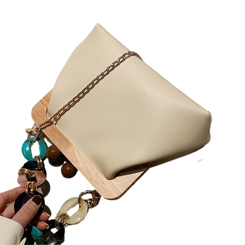 Minimalistic Vintage Clip Clutch Shoulder Bag Stylish Single-shoulder Chain Purse