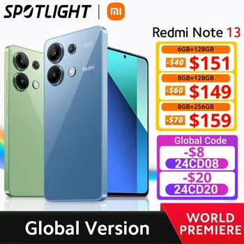 샤오미 레드미 노트 13 스마트폰, 글로벌 버전, 스냅드래곤, 월드 프리미어®685 108MP 카메라, 120Hz AMOLED 디스플레이, 33W 충전