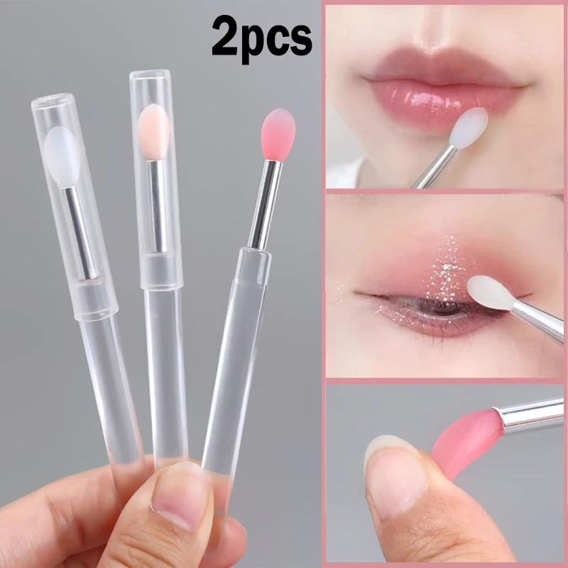 2pcs Soft Silicone Eyeshadow Lip Brush Lip Gloss Applicator Makeup
