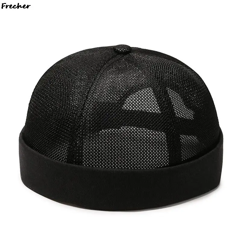 Breathable Mesh Unisex Melon Cap Solid Color Summer Brimless Hat Hip Hop Skullcap Street Style Beanies Hats Fashion Headwear
