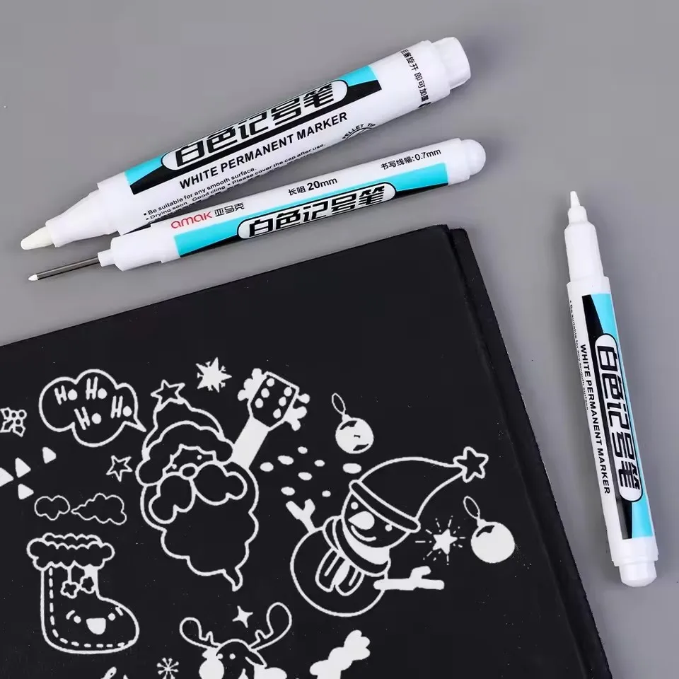 0.7/1.0/2.5MM 흰색 영구 마커 펜 마커 페인트 펜 목재 플라스틱 가죽 유리 스톤 금속 아트 페인팅 용품