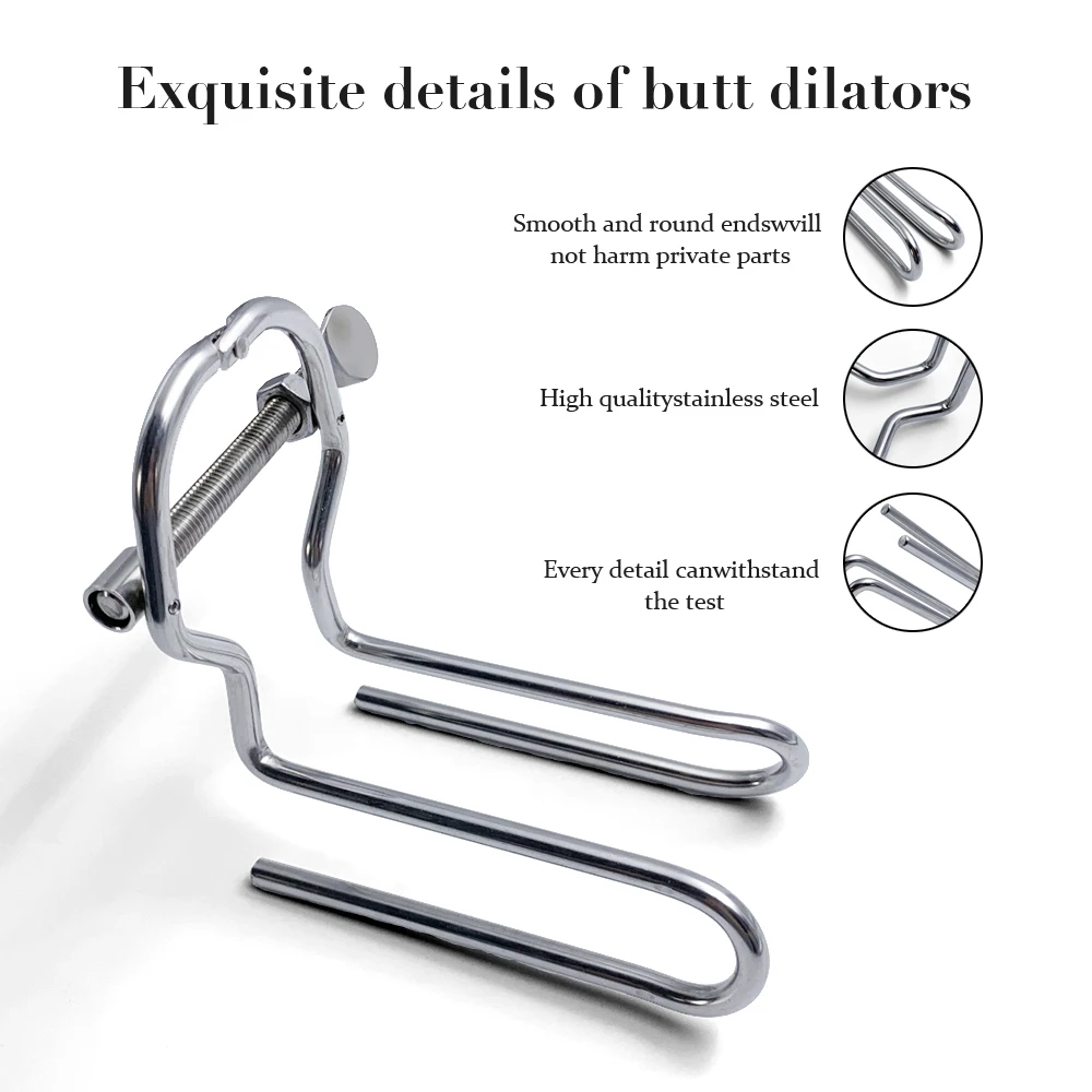 Stainless Steel Anal Vagina Spreader Expander Adjustable Anus Butt Plug Speculum BDSM SM Adult Sex Toys for Men Women Gay anal plug dilator