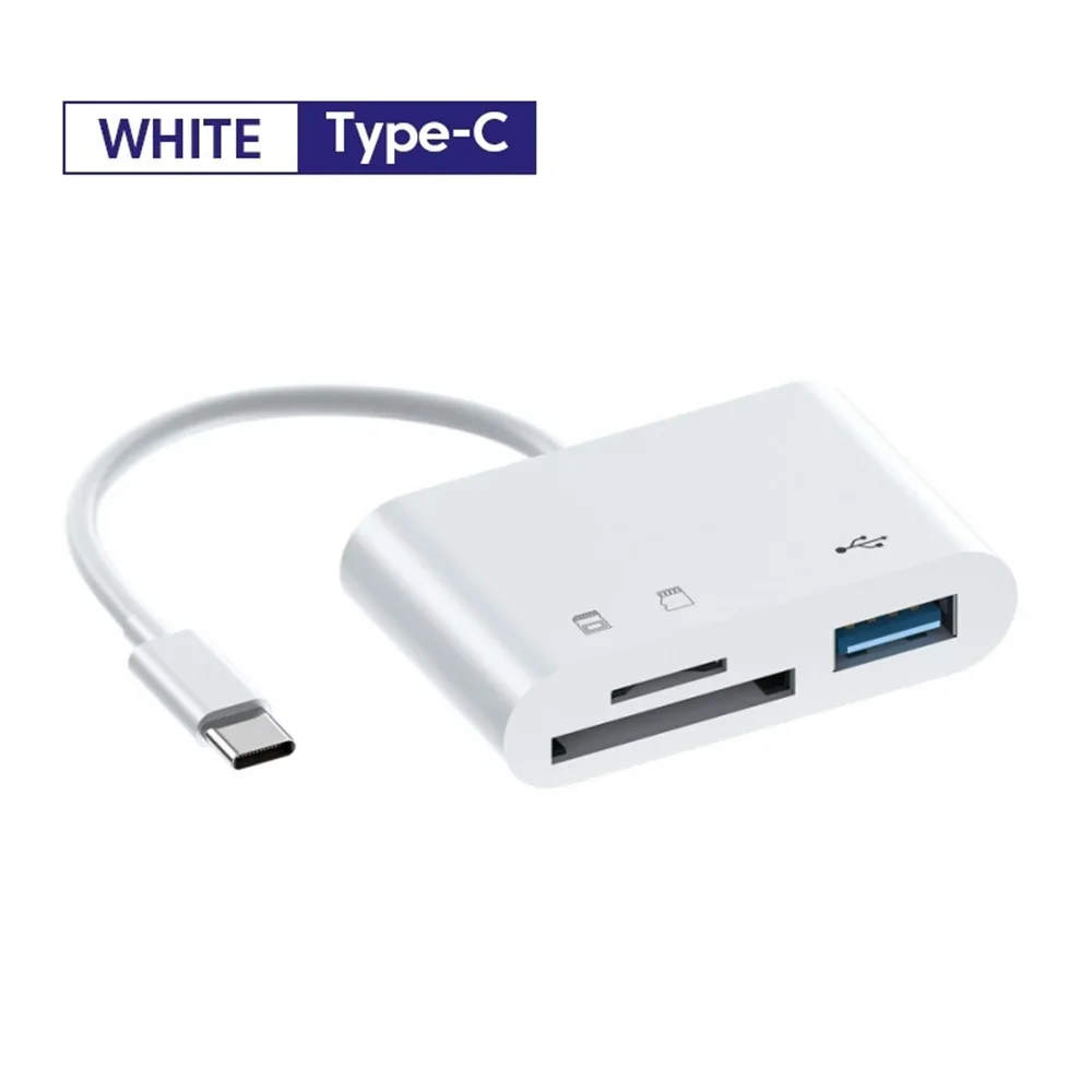 Adaptador convertidor USB 3 en 1, HUB multipuerto, lector de tarjetas de memoria TF CF SD, adaptador USB tipo C para teléfono, Macbook, Huawei, Samsung, OPPO