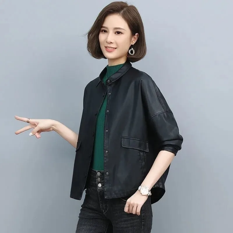 2022 Spring  Autumn New Imitation Sheepskin Clothing Women Fashion Loose Large Size Thin Skin Short Jacket Coat Women Trend