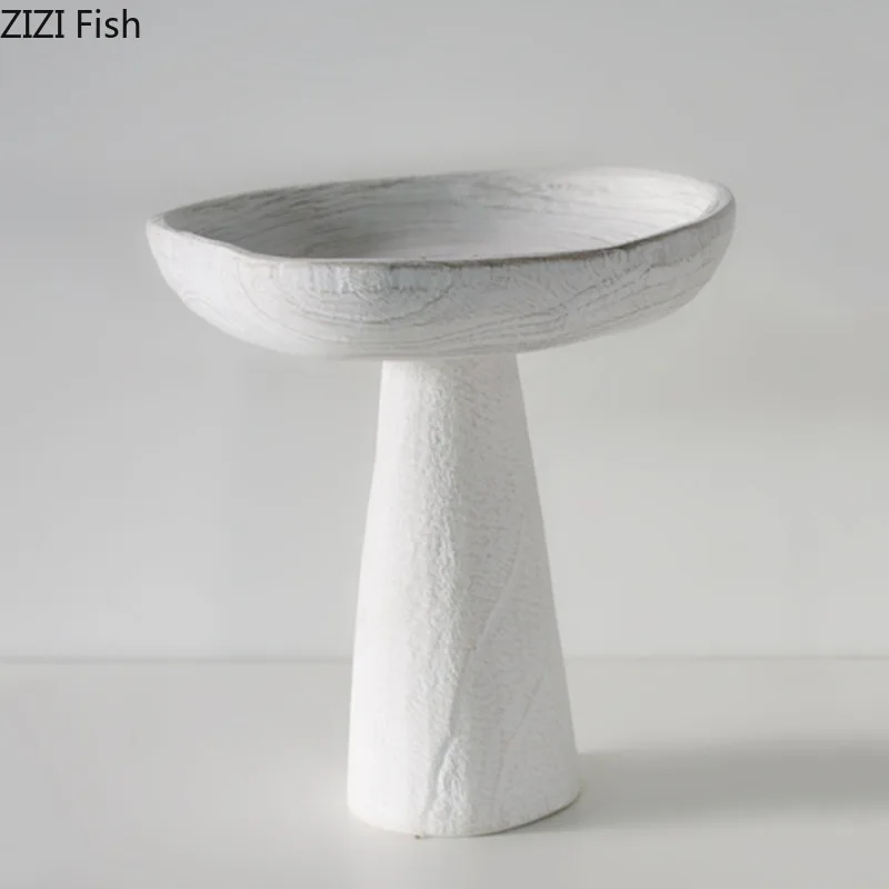 Minimalist White Wood Trays Decorative Cake Stand Fruit Bowl Snack Dessert Plate Fruits Plate Coffee Table Home Fruit Tray 4