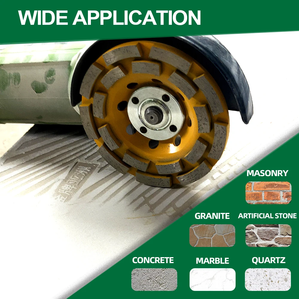 KURSTOL Diamond Double Row Grinding Cup Wheel 1pc 100mm Grinding Disc Polishing Concrete Masonry Granite Marble Abrasive Disc