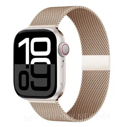 Sleek Milanese Loop Stainless Steel Watch Band with Magnetic Closure - 38 - 40 - 41-(S10)42mm (Vintage gold 6)