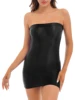 Sexy Women Oil Glossy Sheer Bodycon Dress Females See Through Strapless Pencil Dress Smooth Tight Mini Dress Clubwear 3