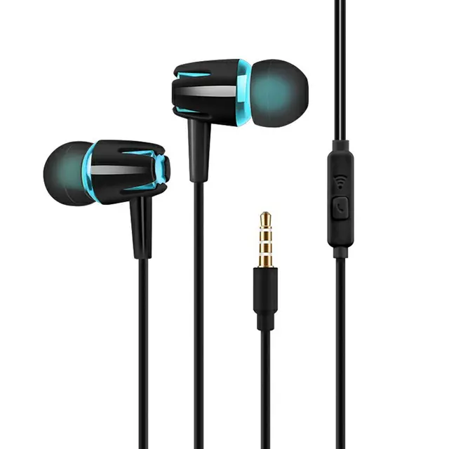 Wired Earphone Electroplating Bass Stereo In-ear Headsets with Mic Hansfree Call Phone Headphone for Android iOS Dropshipping Black and Blue
