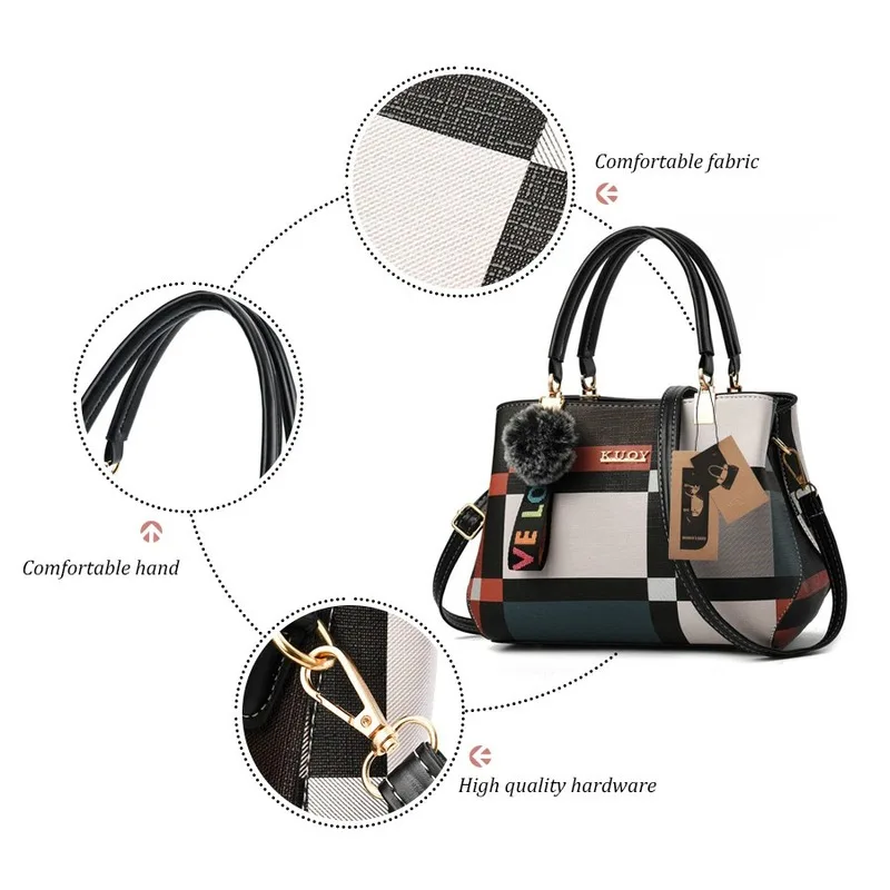 Elegant Designer Handbags Women Bags Messenger PU Leather Crossbody Bags  Hairball tassen Girls Shoulder Bag Top-hand Tote Bag