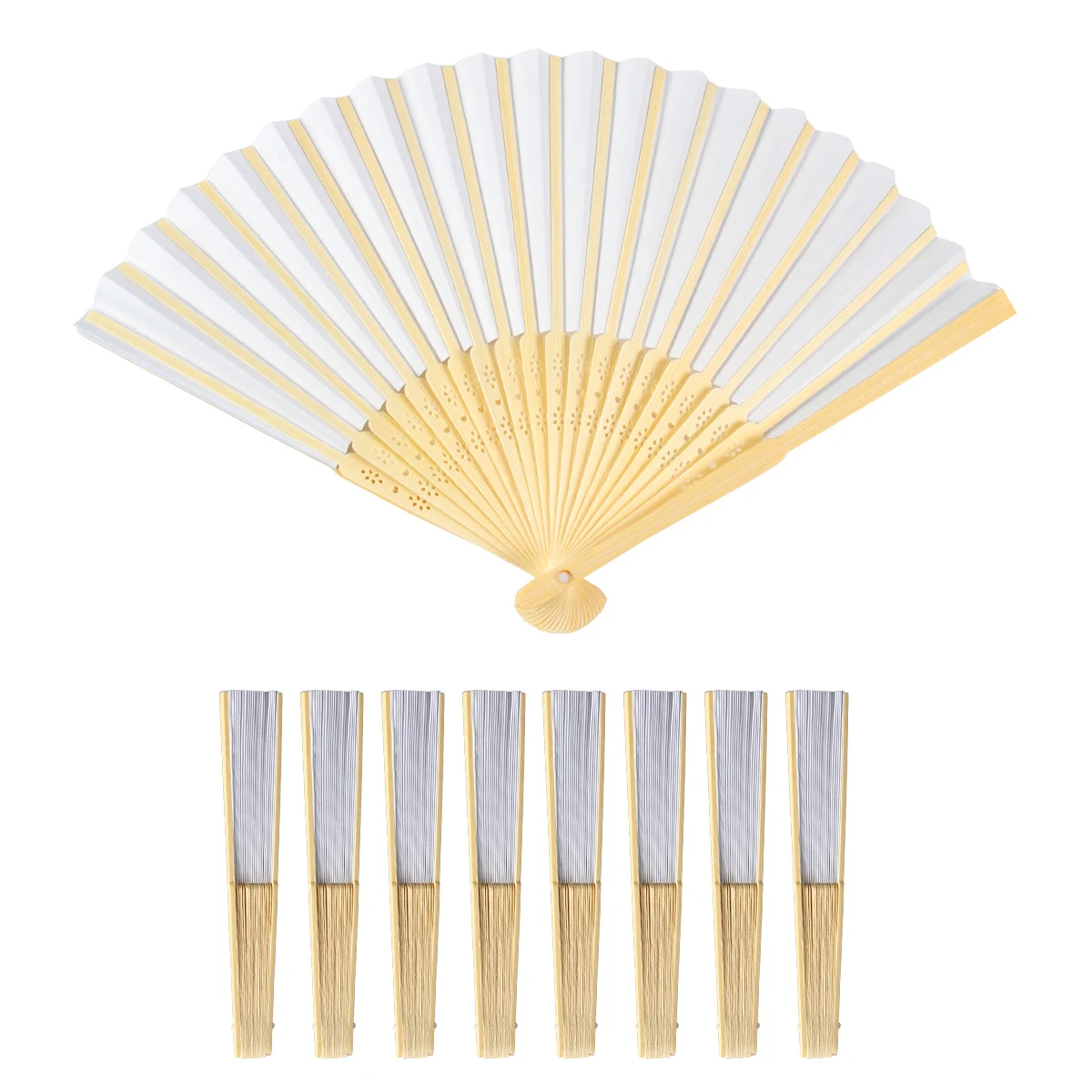 5pcs White Foldable Paper Fan Handheld Portable Bamboo Folding Fans Wedding  Gifts for Guests Kid Home Birthday Party Decorations