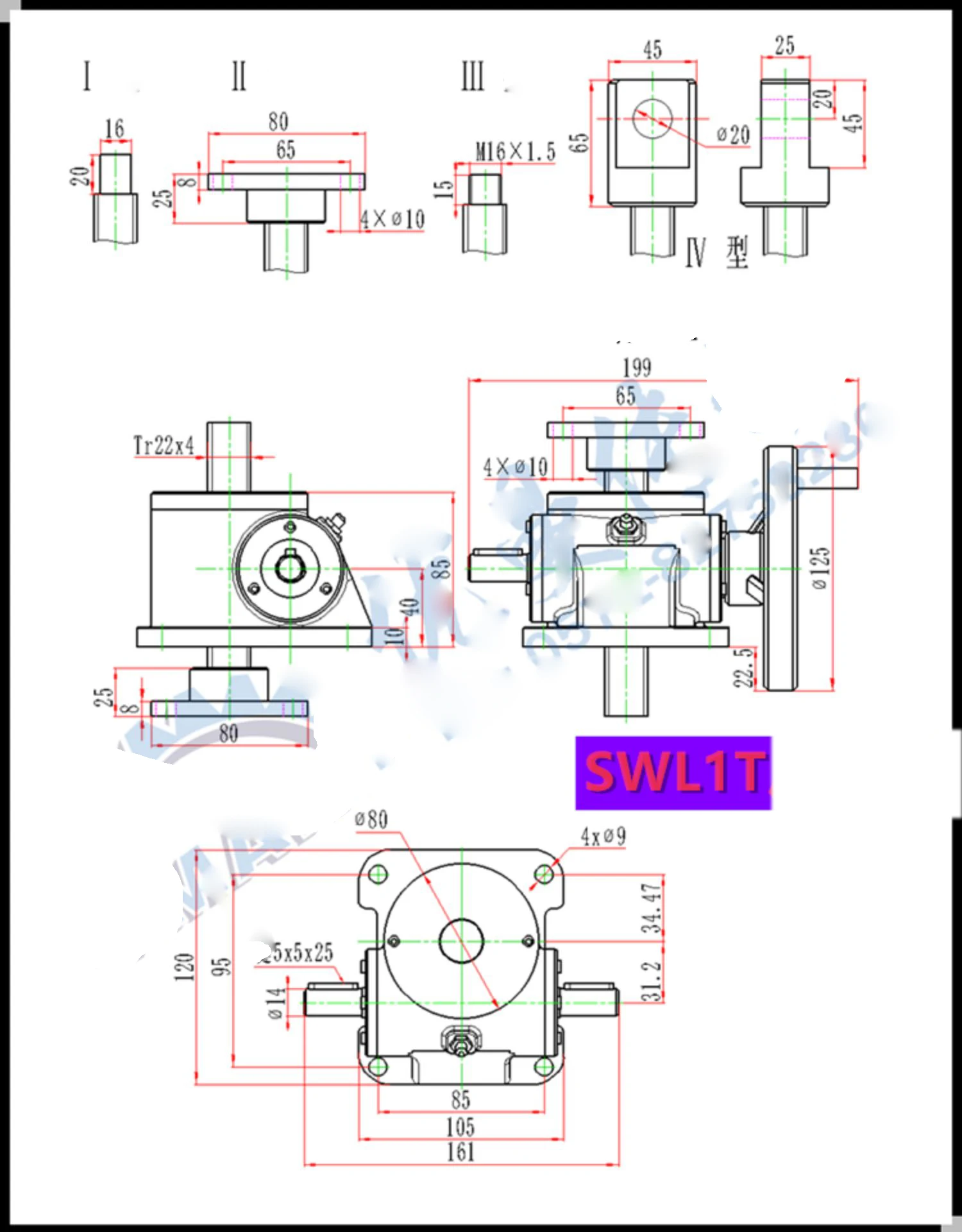 SWL1T/2.5T Screw Rod Elevator Small Manual Lifting Platform Hand-Cranking Leadin