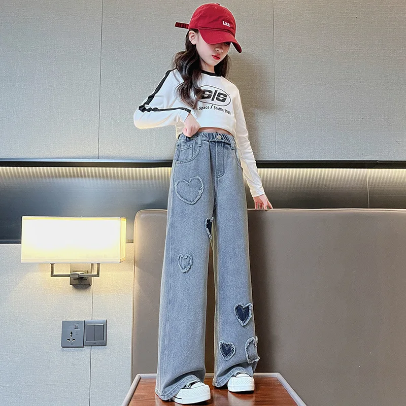 Girls Heart Denim Jeans 2