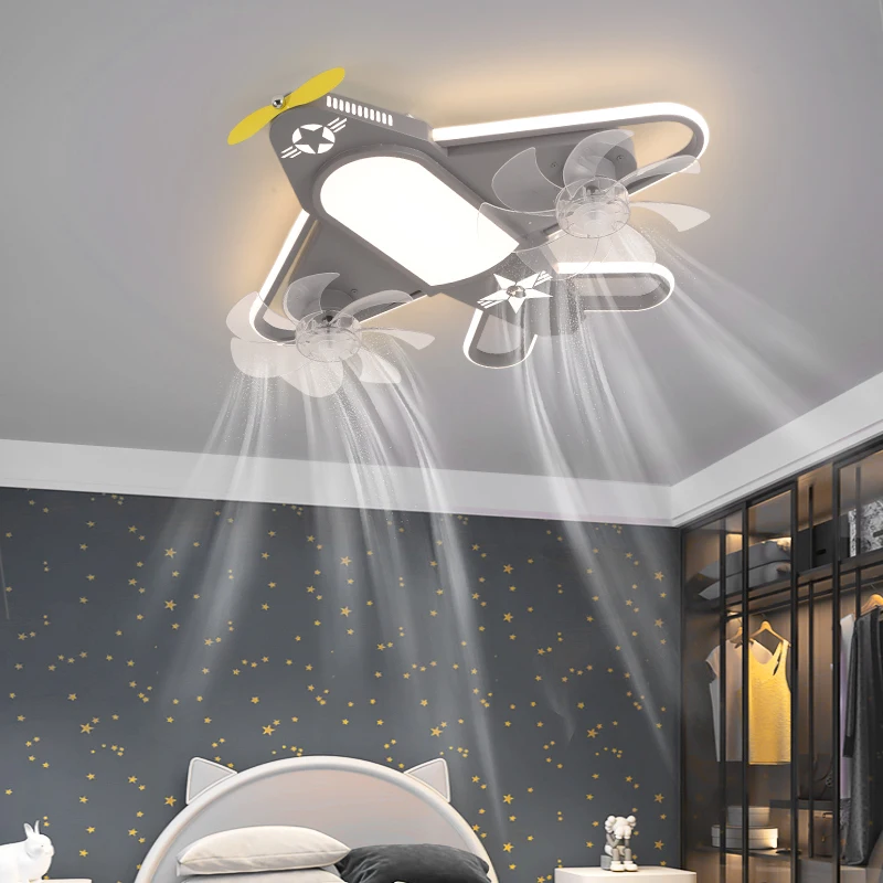 

Children's Room Modern LED Ceiling Fans For Study Dining Living Bedroom Indoor Lighting Lights Lustres Dimmable With Remote Deco