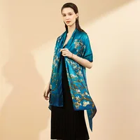 Van Gogh Oil Painting Apricot Flowers Silk Scarf Women Designer Tree Shawl Long Bandana Foulard Femme Luxury Hijab Scarves 180cm 2
