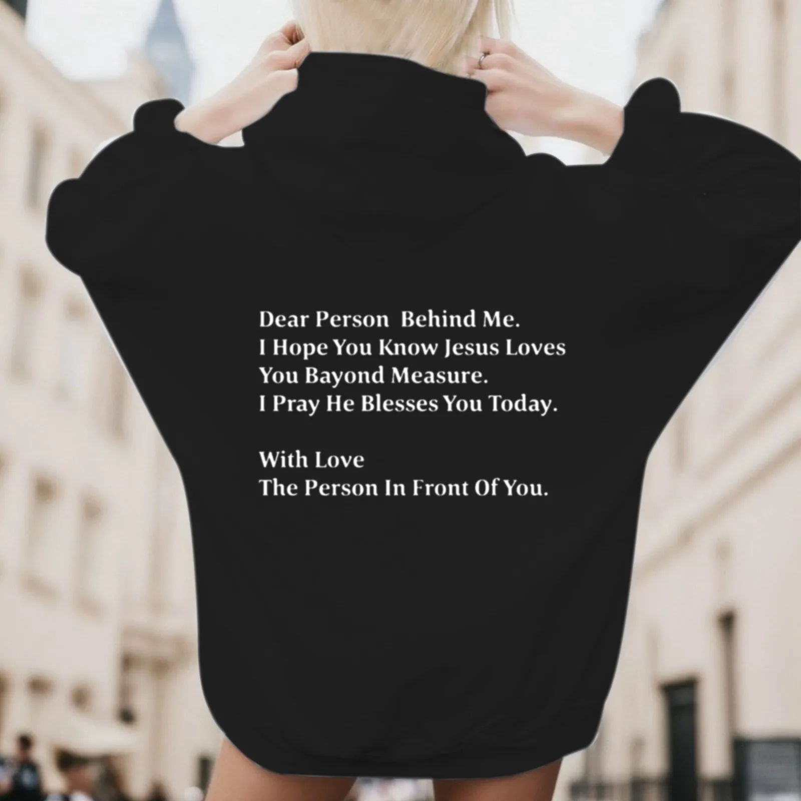 

Dear Person Behind Me Hoodie With Kangaroo Pocket Pullover Vintage Aesthetic Hoodie with Words on Back Unisex Trendy Hoodies