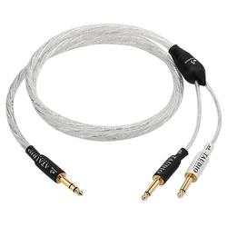 Premium Hi - Fi 6.5mm Dual Audio Cable with Silver - Plated Core - 0.75m (6.5mm to dual 6.5mm)