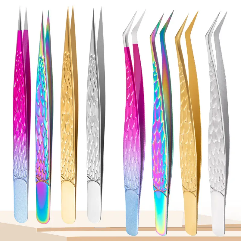 Description Picture 3 of item6PCS Eyelashes Tweezers Set Curved Isolation Boot Volume False Lash Extension Clip Tongs Precise Nail Art Makeup Tools Supplies