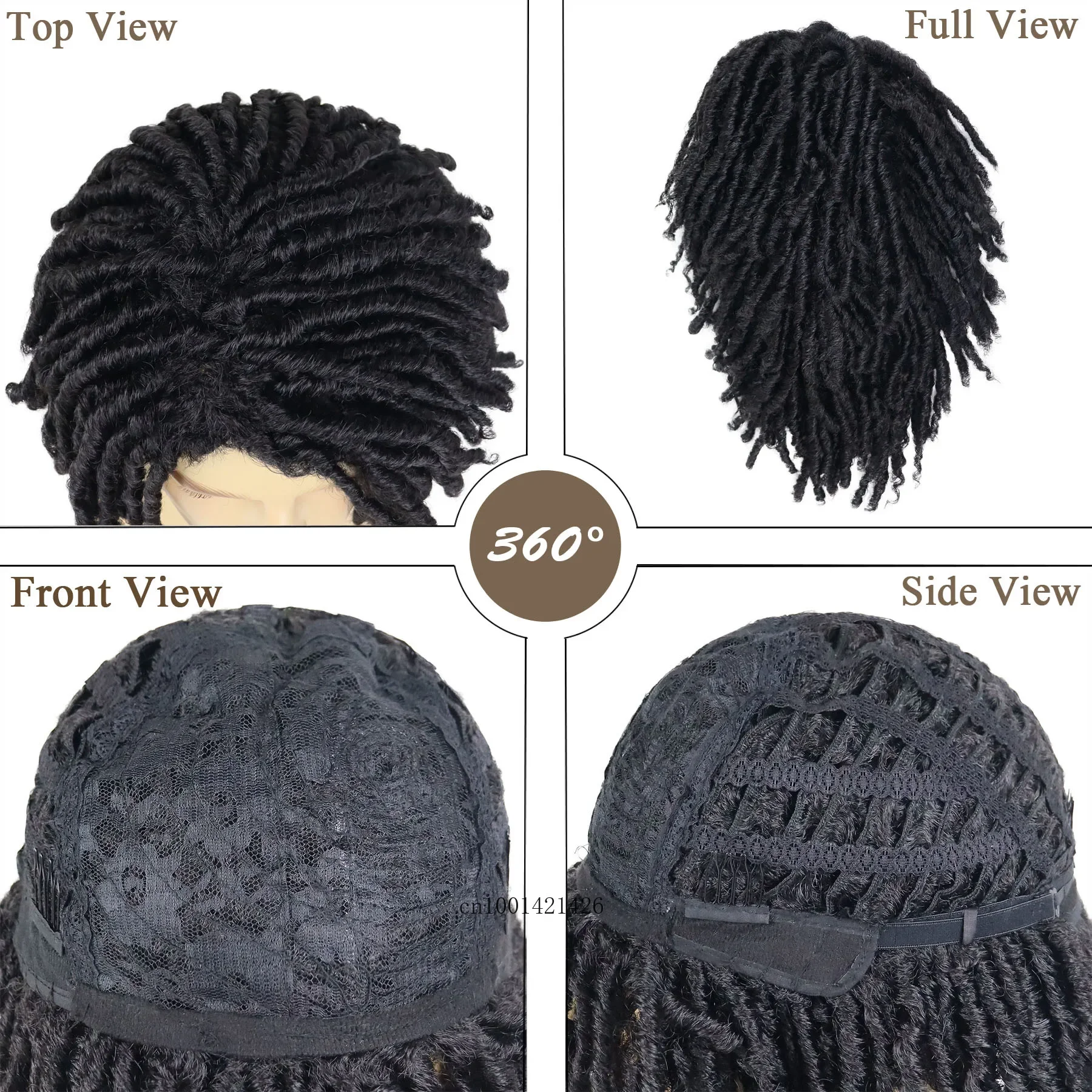 Jet black male wig synthetic Rasta hair dreadlock wigs medium length Colly braided wigs for men guys fake dreads faux loc wig