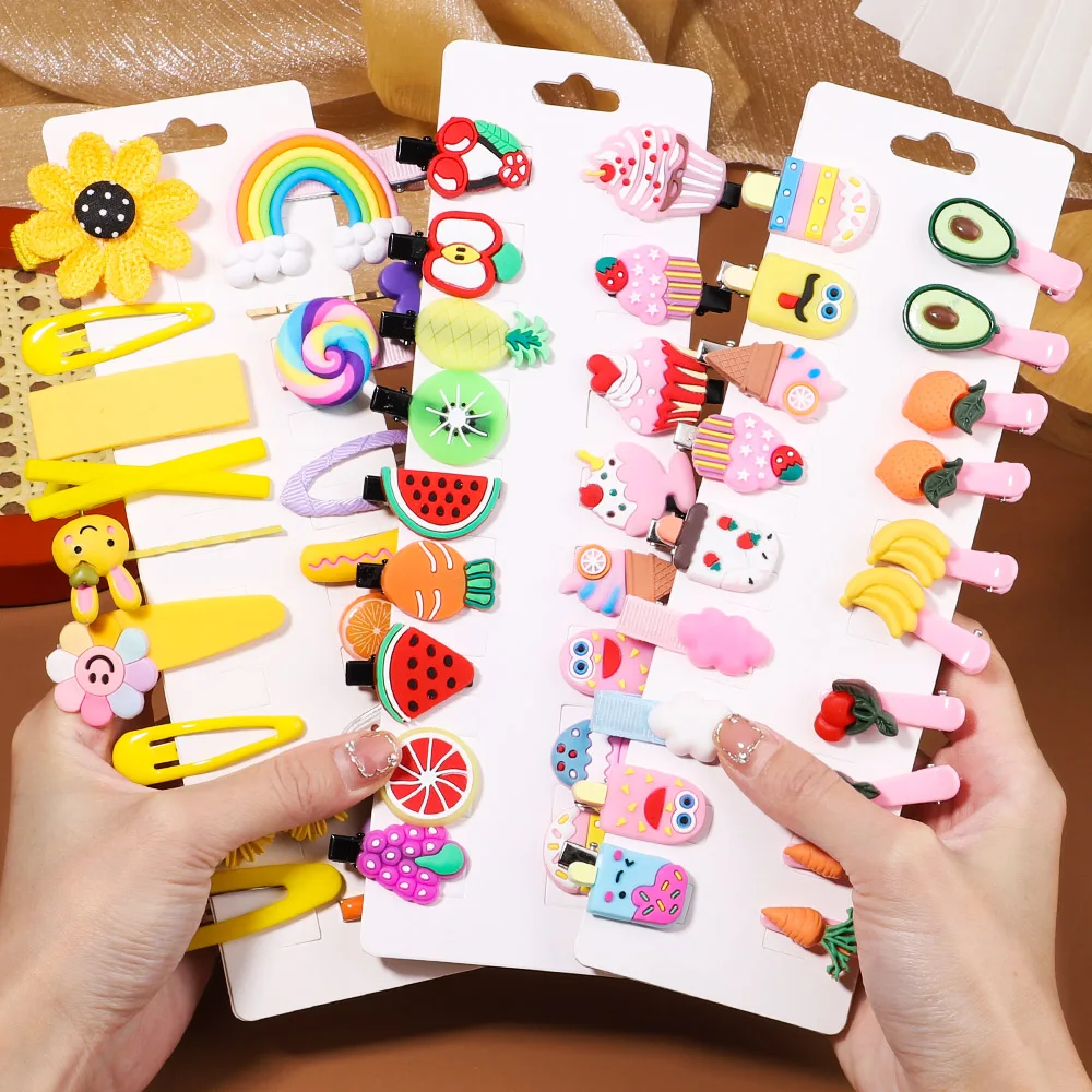 1set Cartoon Fruits Barrettes Children Girls Sweet Hairpins Fashion