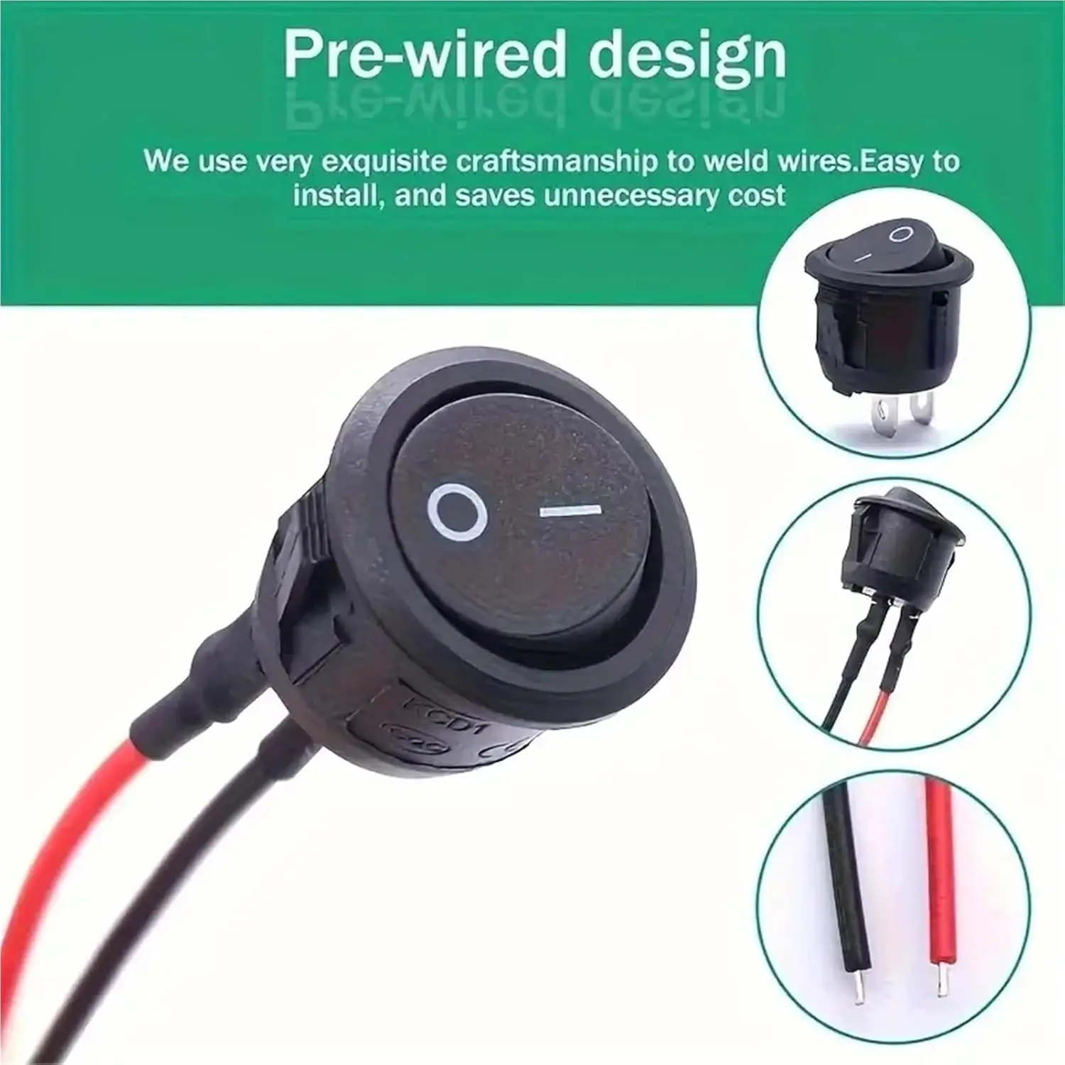 Mini Round Rocker Switch 5/10pcs 15mm Spst Open/Off 12V Dc Power Supply Easy to Install Durable Nylon and Terminal