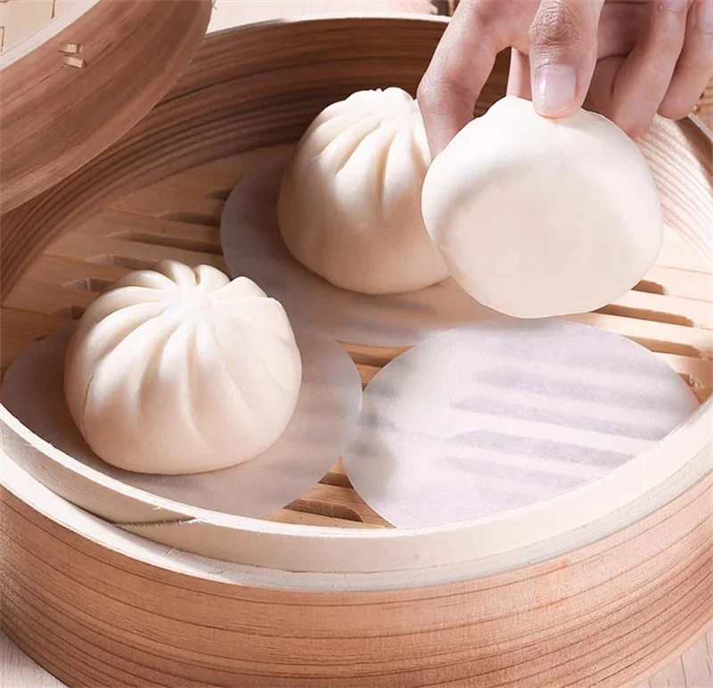 500pcs Round square bamboo steamer buns Paper Liners Non-stick Oven mat BBQ Grill Paper Hamburger Patty Baking air fryer paper bamboo steamer paper