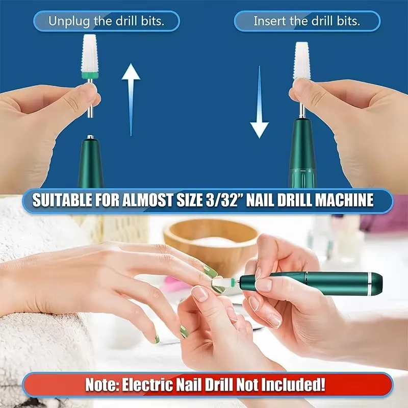 5 in 1 카바이드 텅스텐 스틸 네일 드릴 비트, 네일 폴리쉬 젤 제거용 UV 젤 네일 드릴 비트 밀링 커터 액세서리