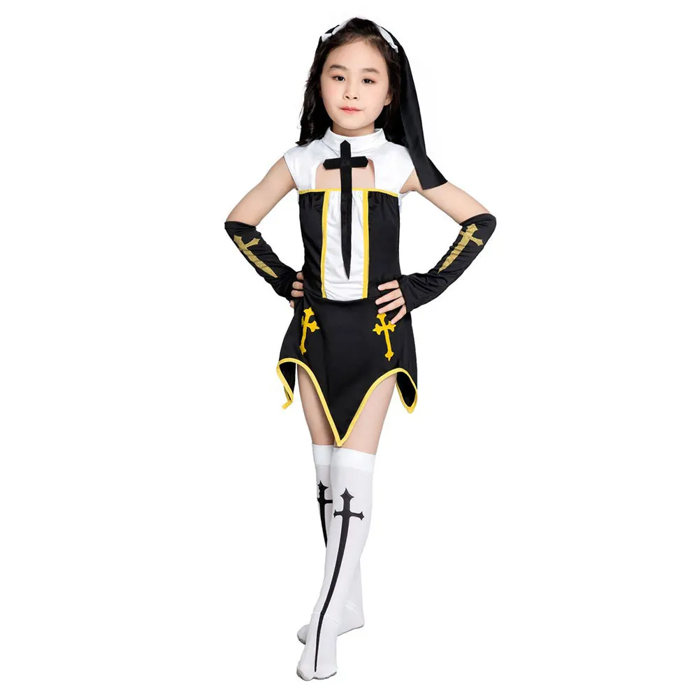 

Sexy Nun Costume Role Play Cosplay for Girls Halloween Easter Purim Carnival Fancy Dress Stockings