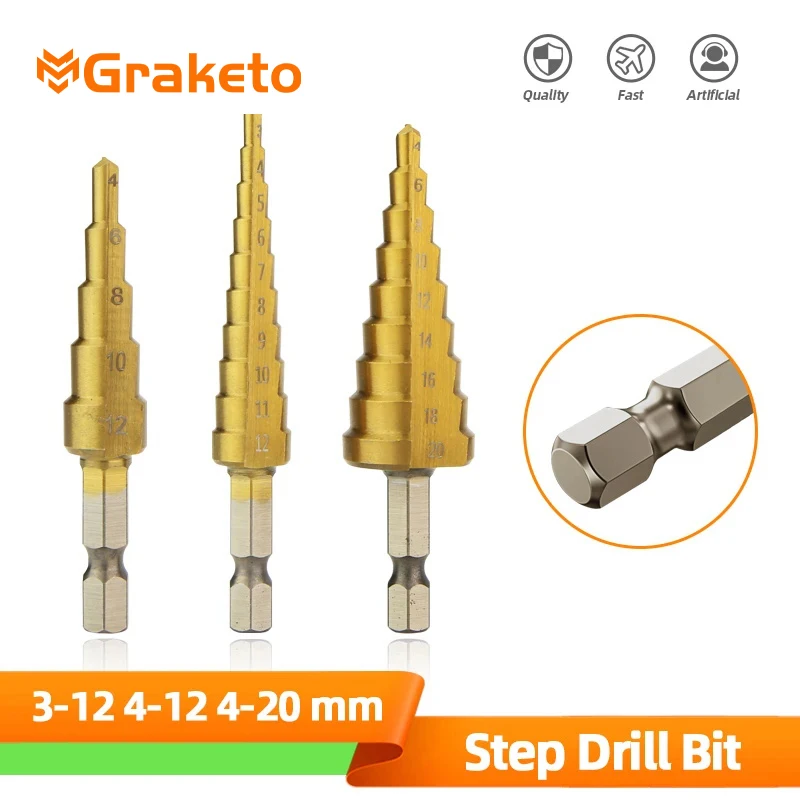 Step Drill Bit Saw Drill Bit Set Titanium 4-12 4-20 4-32mm Wood Metal Hole Cutter Cone Drills Drilling Tool 3 6 8mm Twist Drill - 1420 - View #7