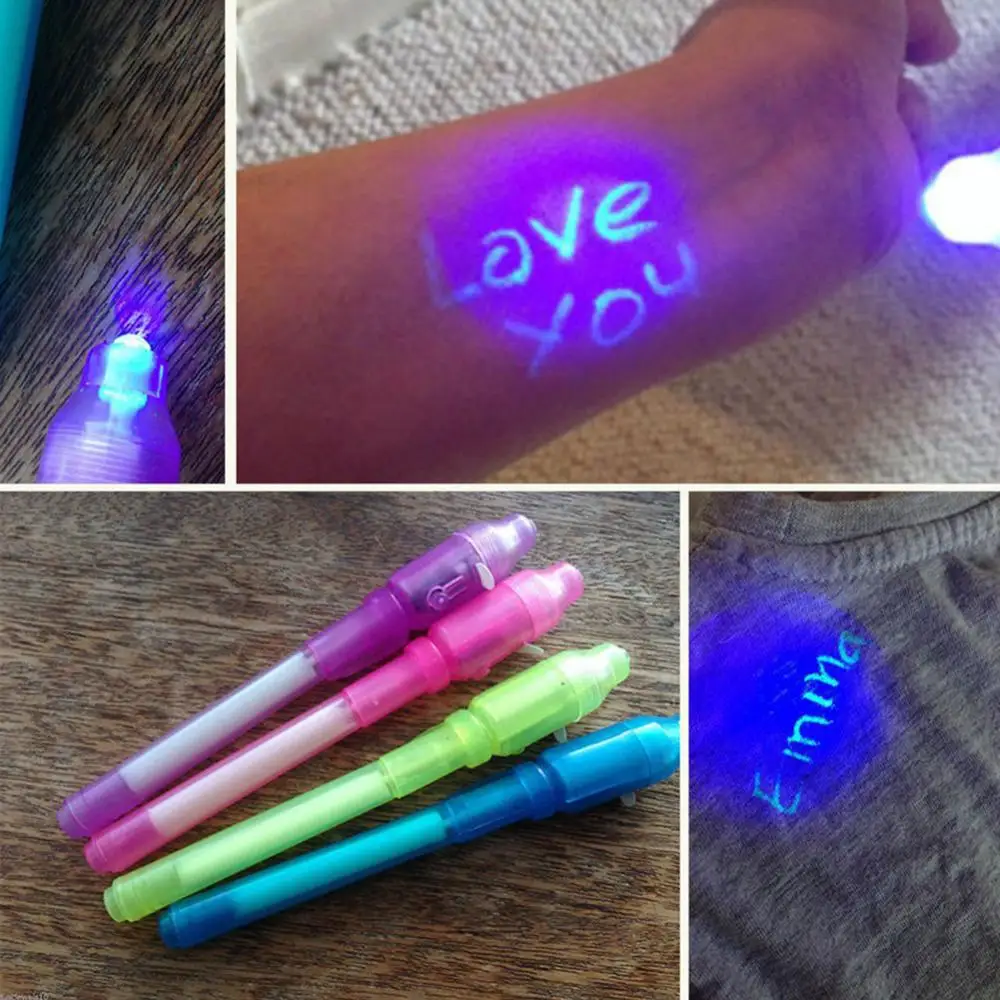

3Pcs Luminous Light Invisible Ink Pen Highlighter Pen Drawing Secret Learning Magic Pen Kids Toy Money Bill Invisible Ink Pens