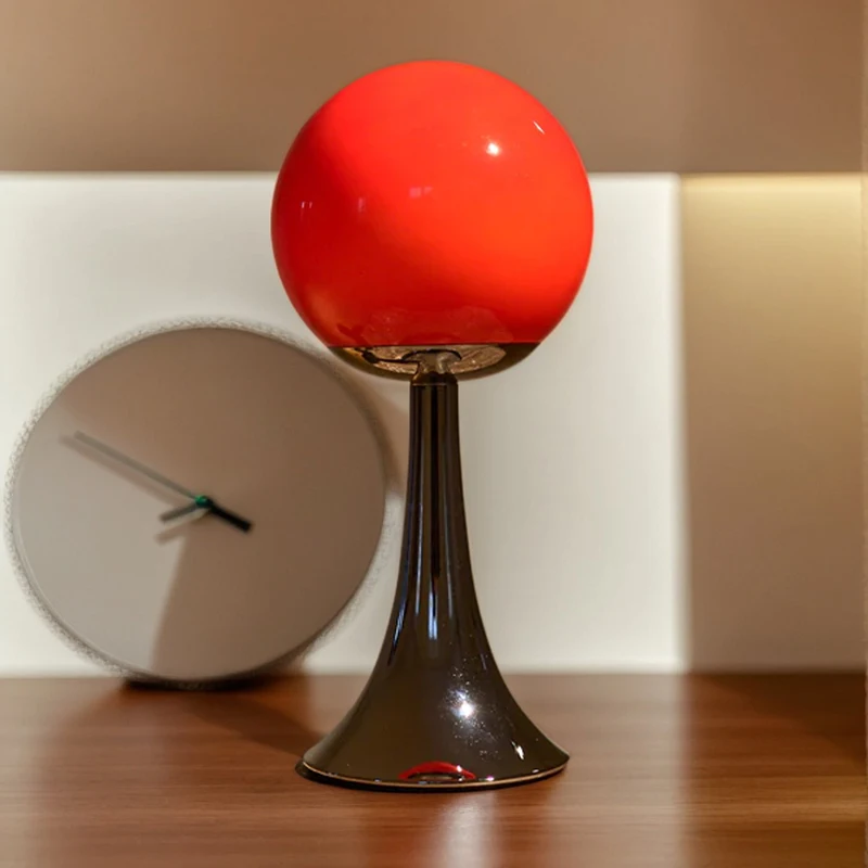 Glass Round Home Table Lamp Room Decoration Hotel Bedside Desk Lamps Girl Bedroom Atmosphere Lighting Night Light Desktop Lamp 2