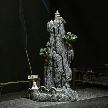Large resin high mountain flowing water backflow incense burner, rockery home indoor incense base sandalwood incense burner 4