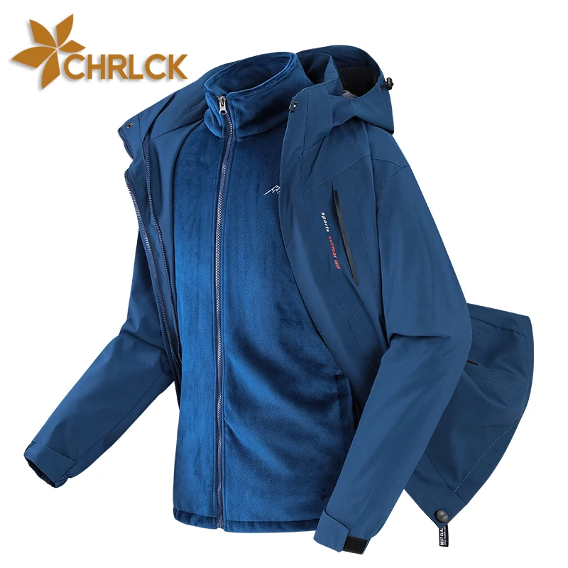 Waterproof Raincoat Men's 3 In 1 Hiking Jacket Fleece Winter Windbreaker