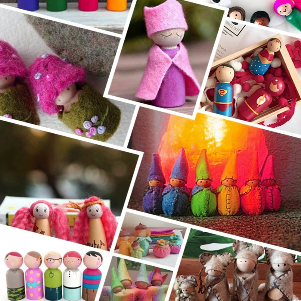 50pcs Unfinished Wooden Peg Doll For DIY Painting Natural Wood Peg People In 4 Sizes Wooden Doll Bodies Peg People For Crafts