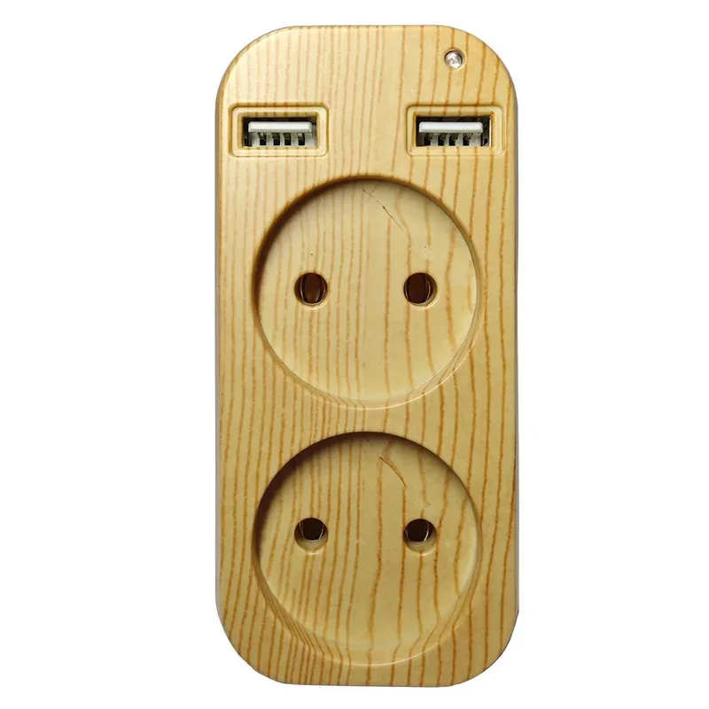 EU Plug Power Strip Adapter Wall Double AC Socket Portable 2 USB Port 1200W 250V For Smartphones Tablets