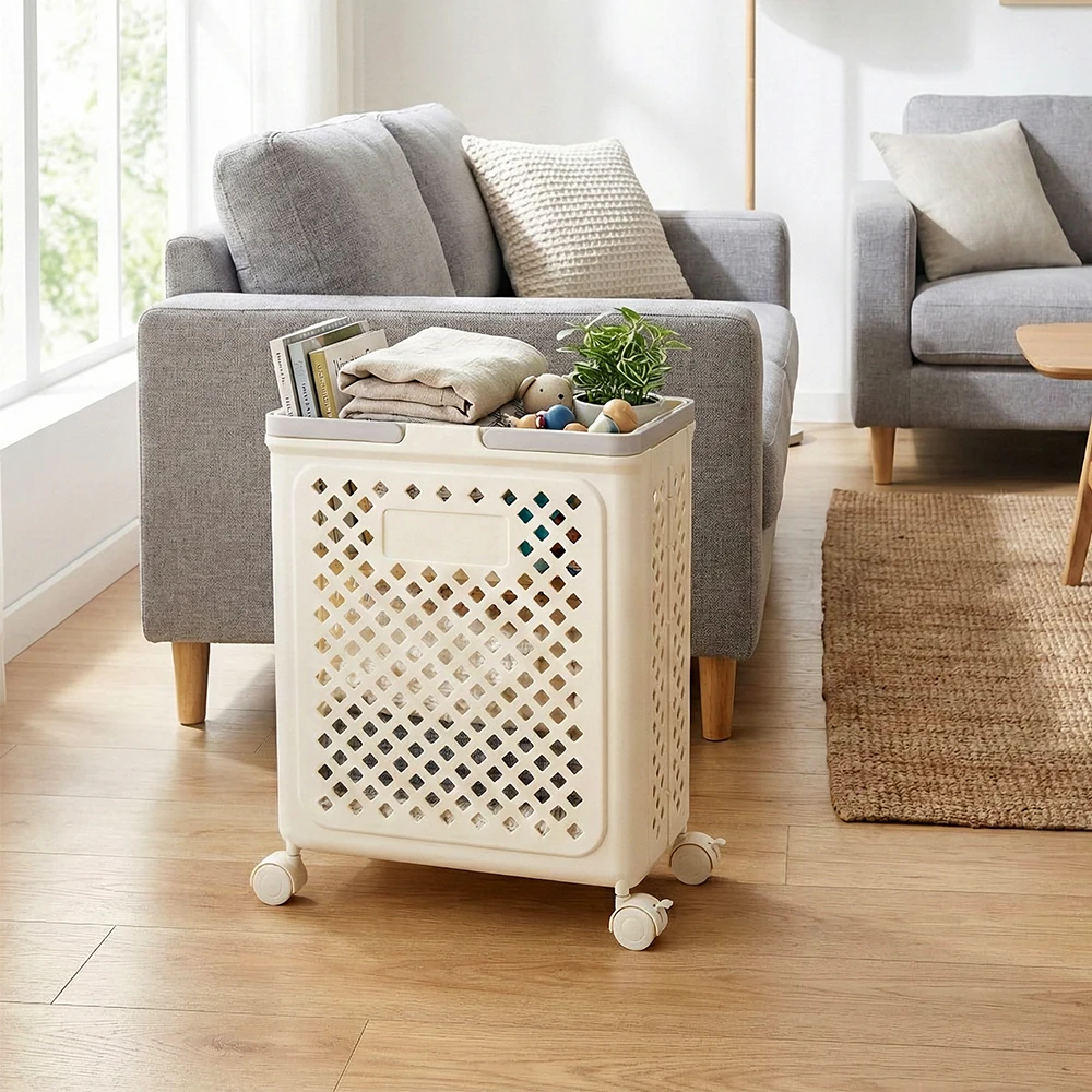 Voltsify Large Capacity Rolling Laundry Hamper, Side Handle Portable Household Clothes Organizer