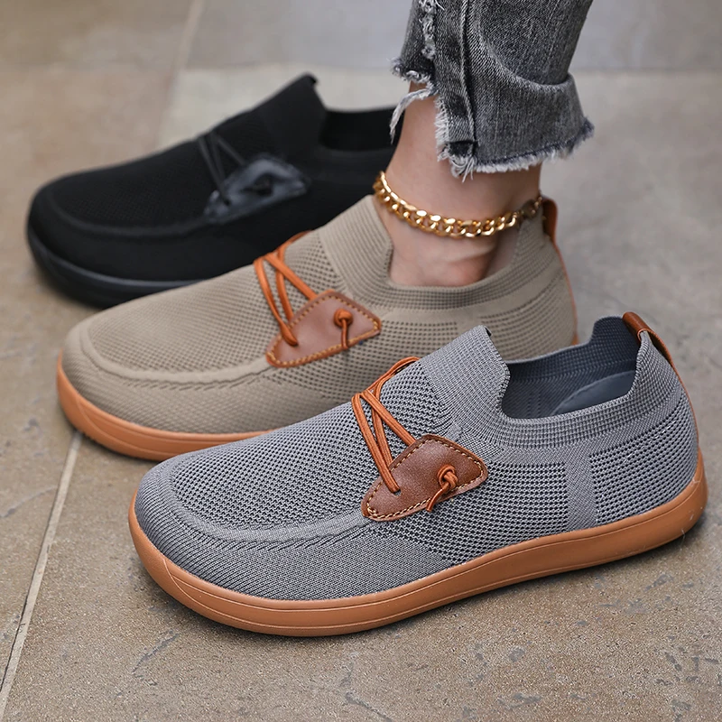 Simple Women's Wide Toe Shoes Lightweight Soft Sole Zero Drop Sole Casual Flat Shoes Breathable Comfortable Trail Walking Shoes