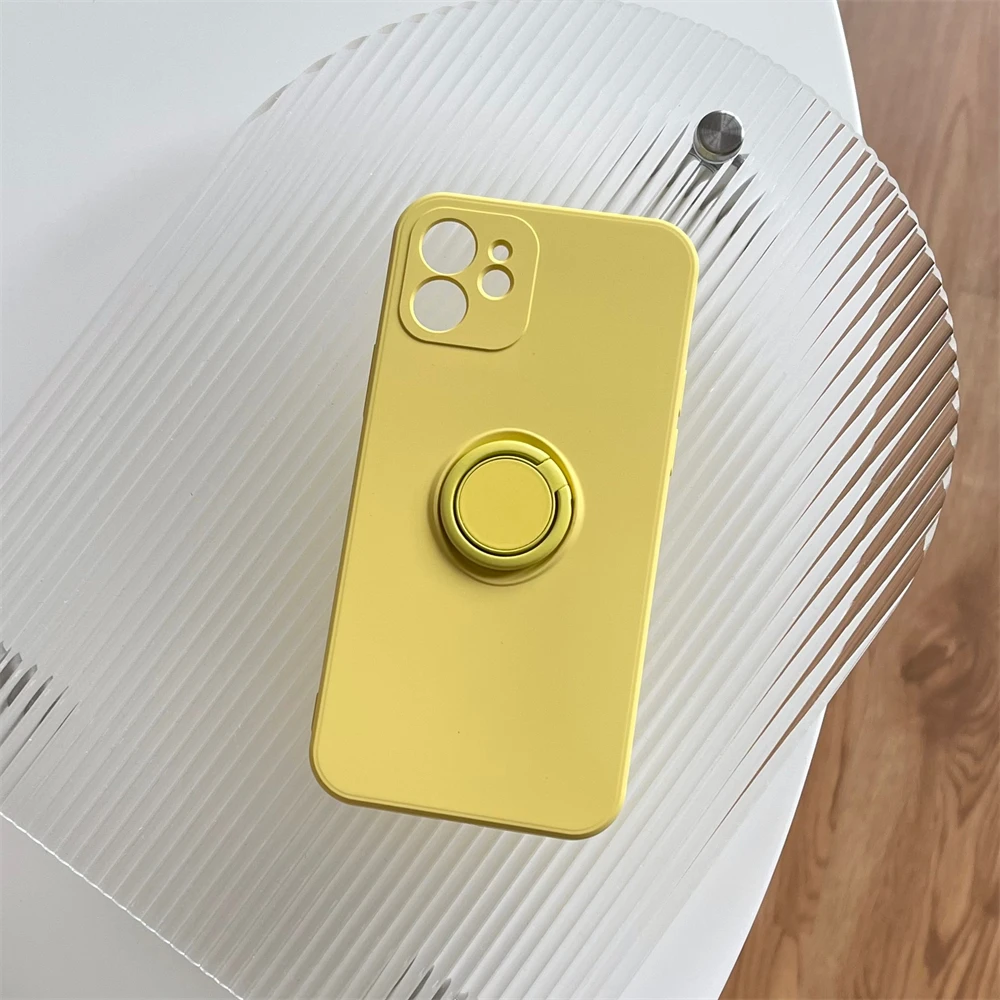 thumbnail image 1 of Square Original Liquid Silicone Magnetic Holder Ring Stand Soft Case For iPhone 15 14 Pro Max 13 12 11 Armor Shockproof Cover, 1 of 5