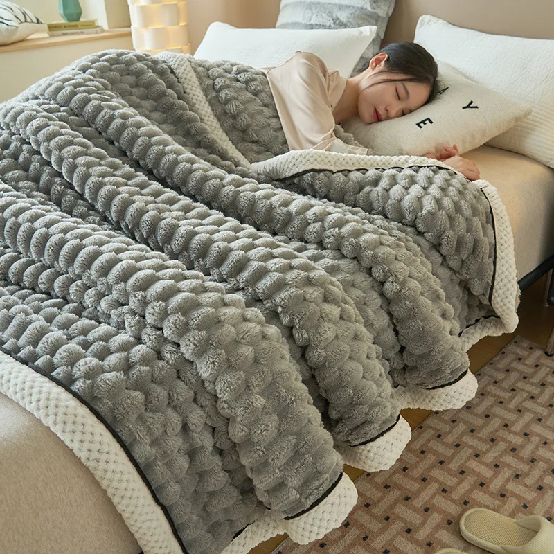 Warm Plush Blankets for Beds Super Soft Plaid Blanket On the Bed Sofa Throw Blanket Office Nap Comforter Bedspread Queen Quilt