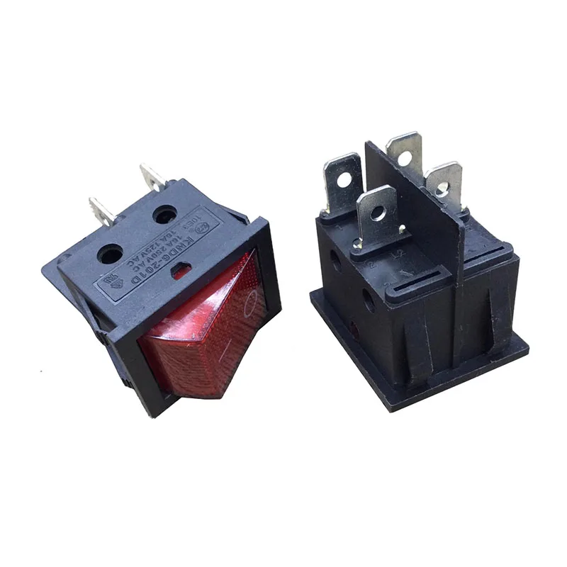KCD4 big boat switch KND6-201D with light vacuum cleaner button switch warping 16A250V four-pin second gear