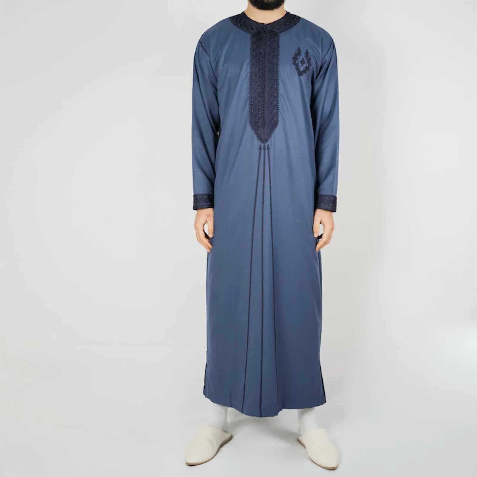 Islam Kaftan Muslim Men Clothing Moroccan Caftan Hand Embroidered Loose and Breathable Djellaba Abaya Thobe for Men Summer 2024