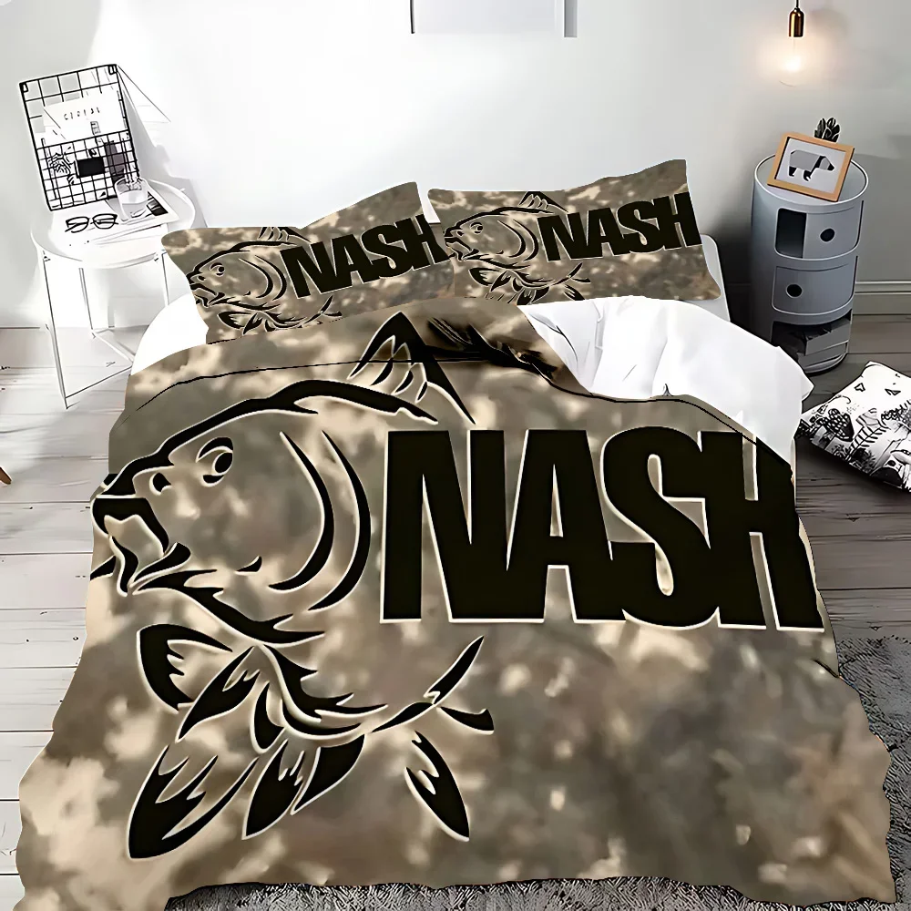 Nash Fishing logo Duvet Cover Pillowcase Bedding Set Adult Boy Girl Bedroom Decoration Children Gift Single Double Large Size