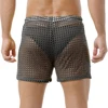 Breathable Mens Sexy Mesh Fishnet Causal Shorts Loose Men Hollow Out Beach Bikini Swim Trunks Drawstring Sport Gym Lounge Shorts 4