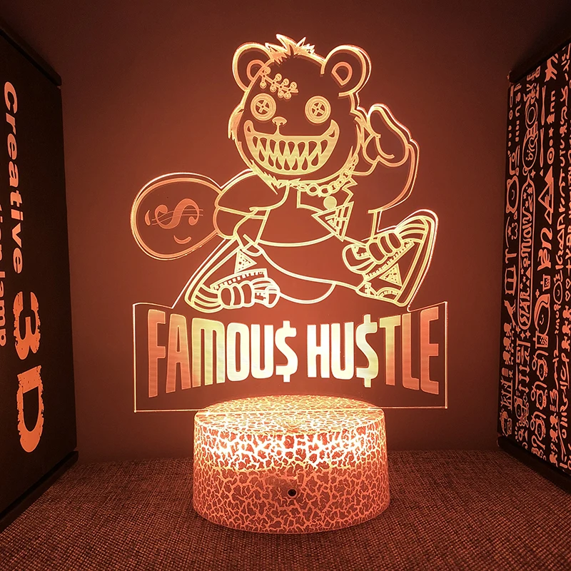 

Famous Hustle Figure 3d Led Night Light For Bedroom Acrylic Bedside Lamp Game Room Decor Children's Birthday Gift
