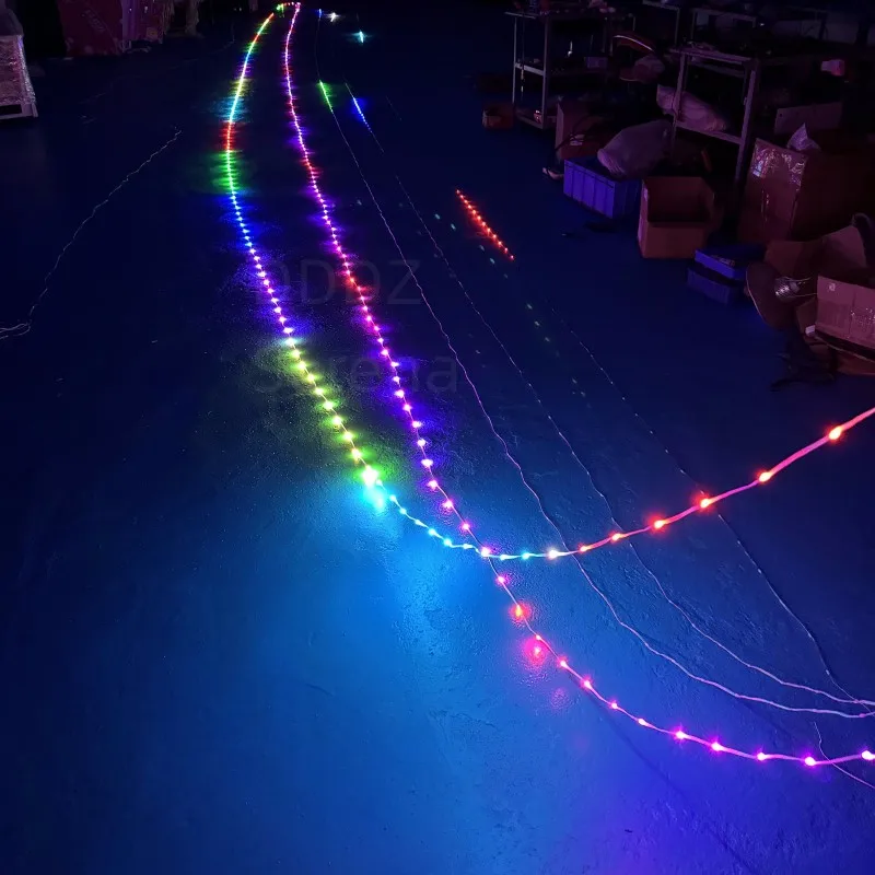 15M or 20M String lights for kite line decoration Big LED delta Inflatable kite with speed and color adjust with meteor flash
