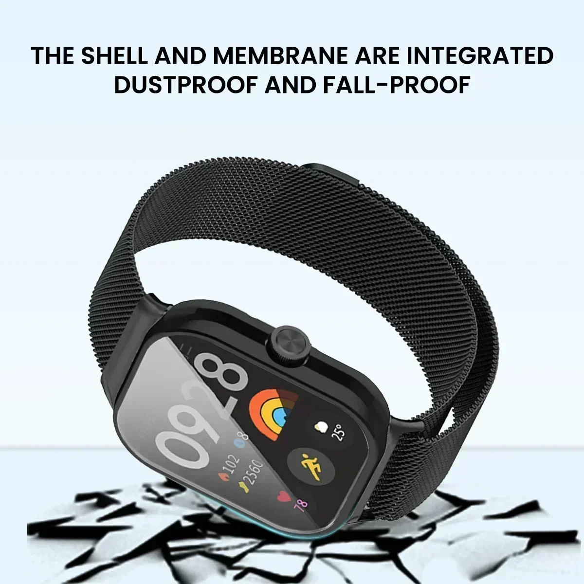 Enhanced Metal Strap with Milanese Magnetic Loop and TPU Case