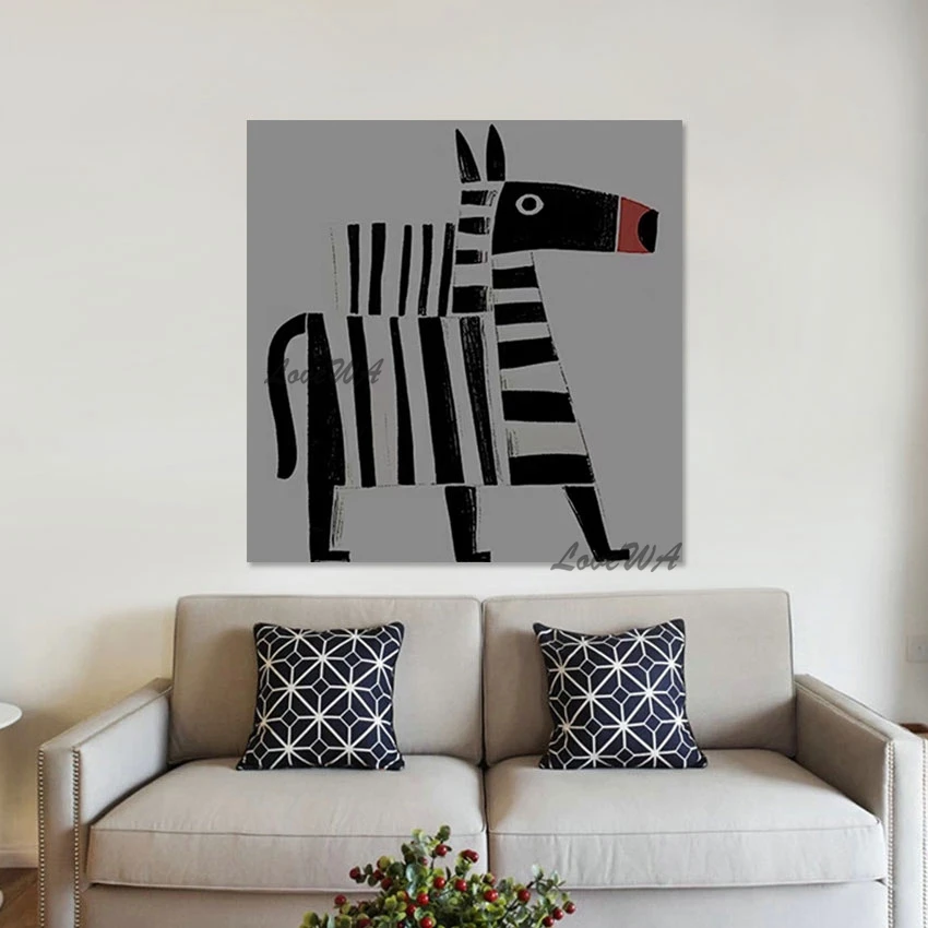 Zebra Canvas Art Modern Abstract Simple Oil Painting Designs Wall Picture For Bedroom Handmade Artwork Home Decor Made In China